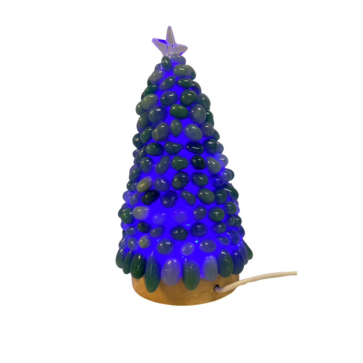 Green Aventurine Christmas Tree Lamp