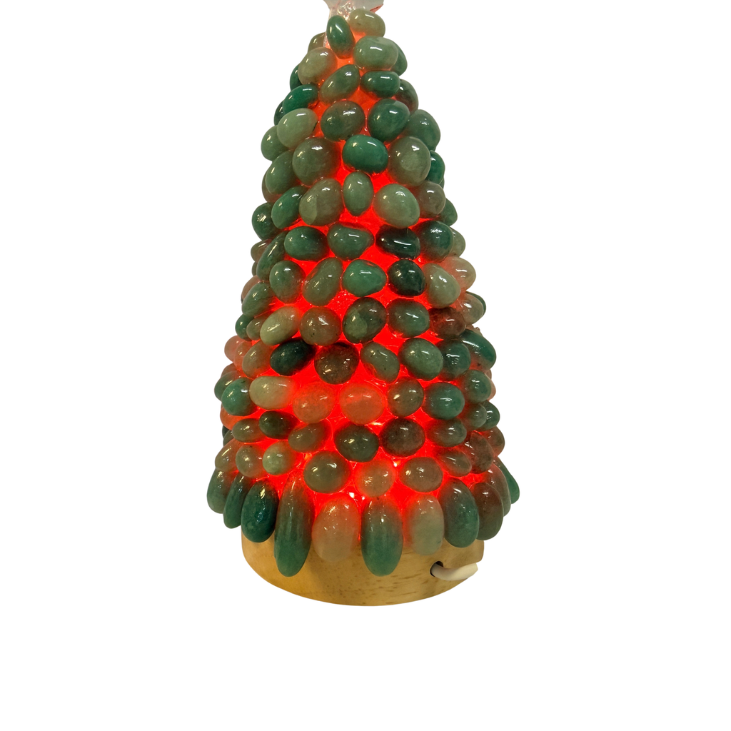 Green Aventurine Christmas Tree Lamp