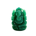 A carved green aventurine stone Ganesha figurine, shown against a plain white background.