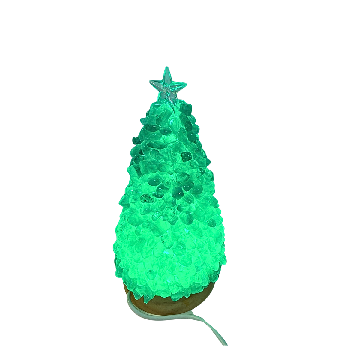 Green Fluorite Christmas Tree Lamp Lit
