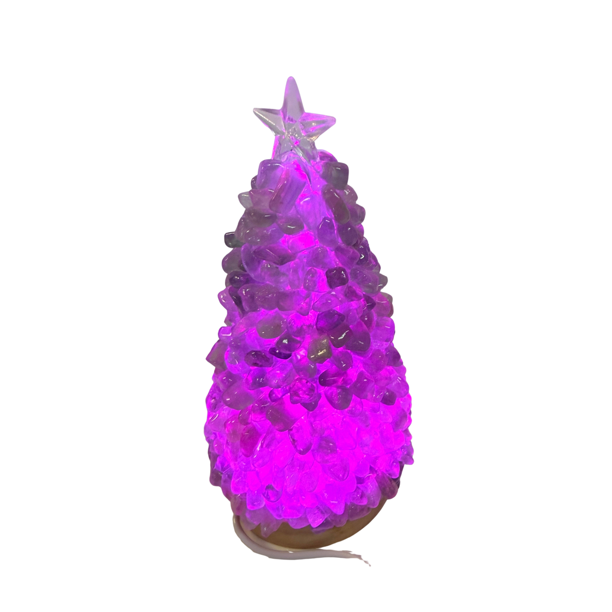 Green Fluorite Christmas Tree Lamp Lit