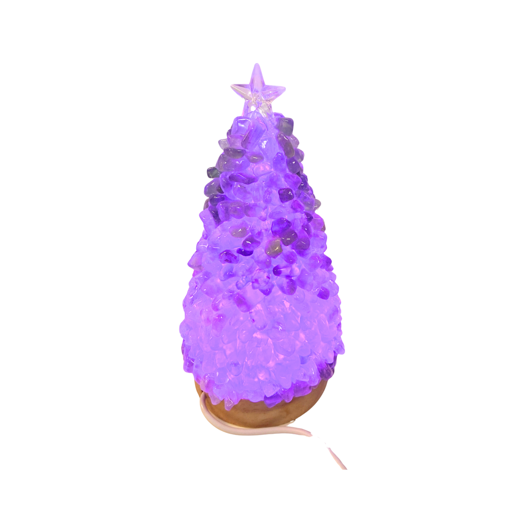 Green Fluorite Christmas Tree Lamp Lit