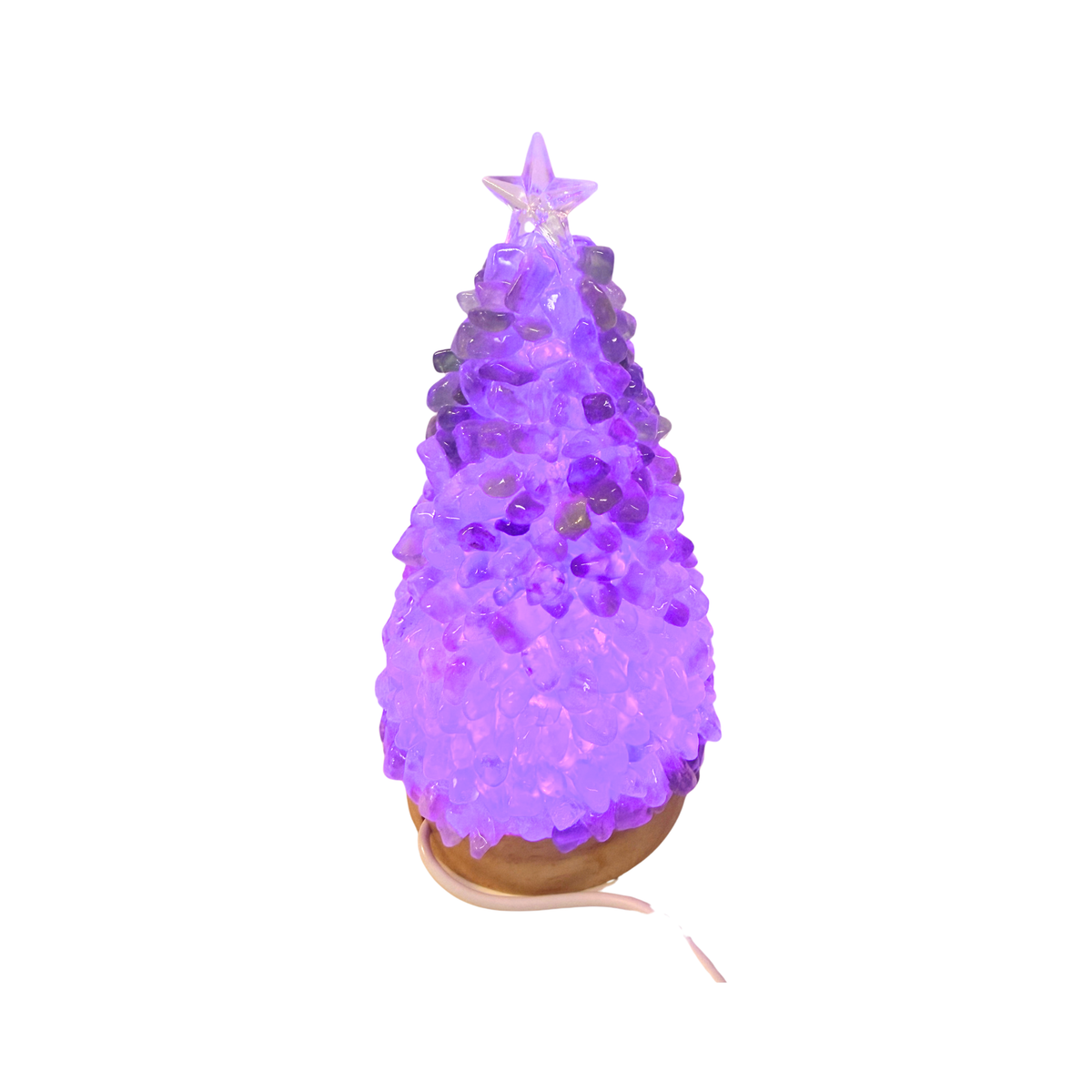 Green Fluorite Christmas Tree Lamp Lit