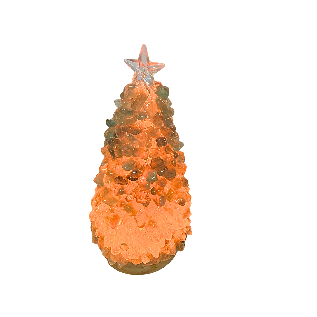 Green Fluorite Christmas Tree Lamp Lit