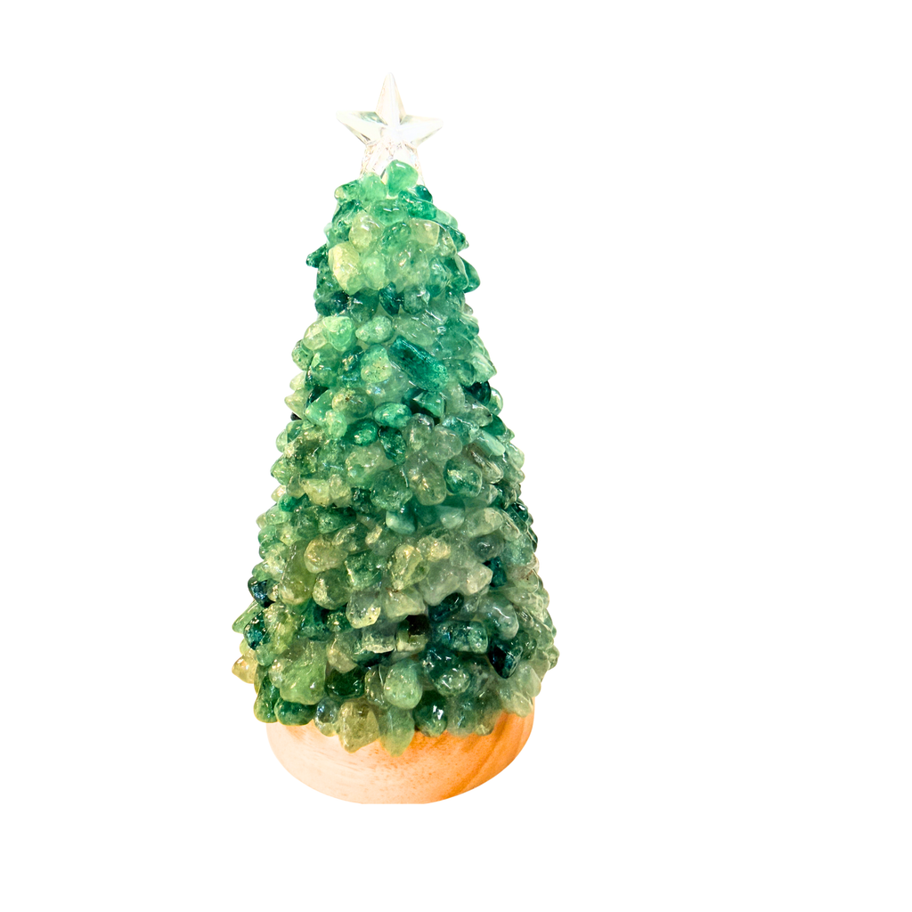 Green Strawberry Quartz Christmas Tree Lamp