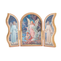 Guardian Angel Standing Natural Wood Triptych