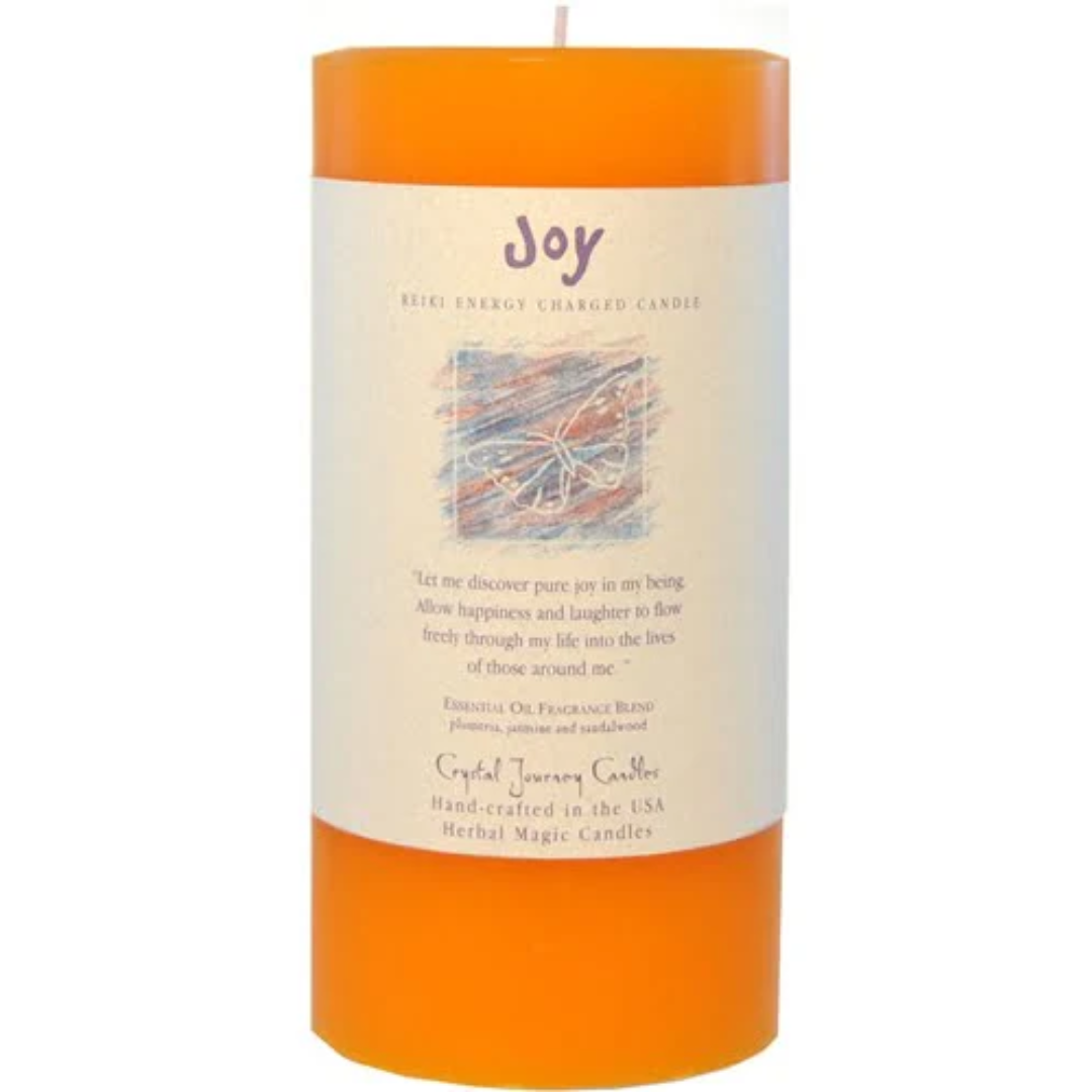 Joy Big Pillar Candle Crystal Journey