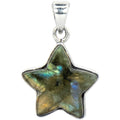 Star-shaped pendant with a metallic sheen on a white background