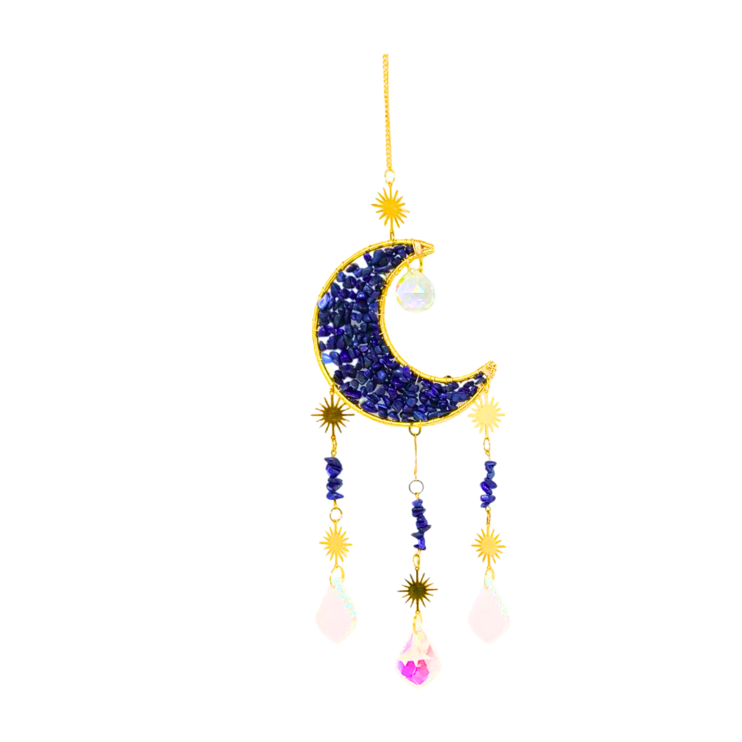 Gemstone Crescent Moon Suncatcher