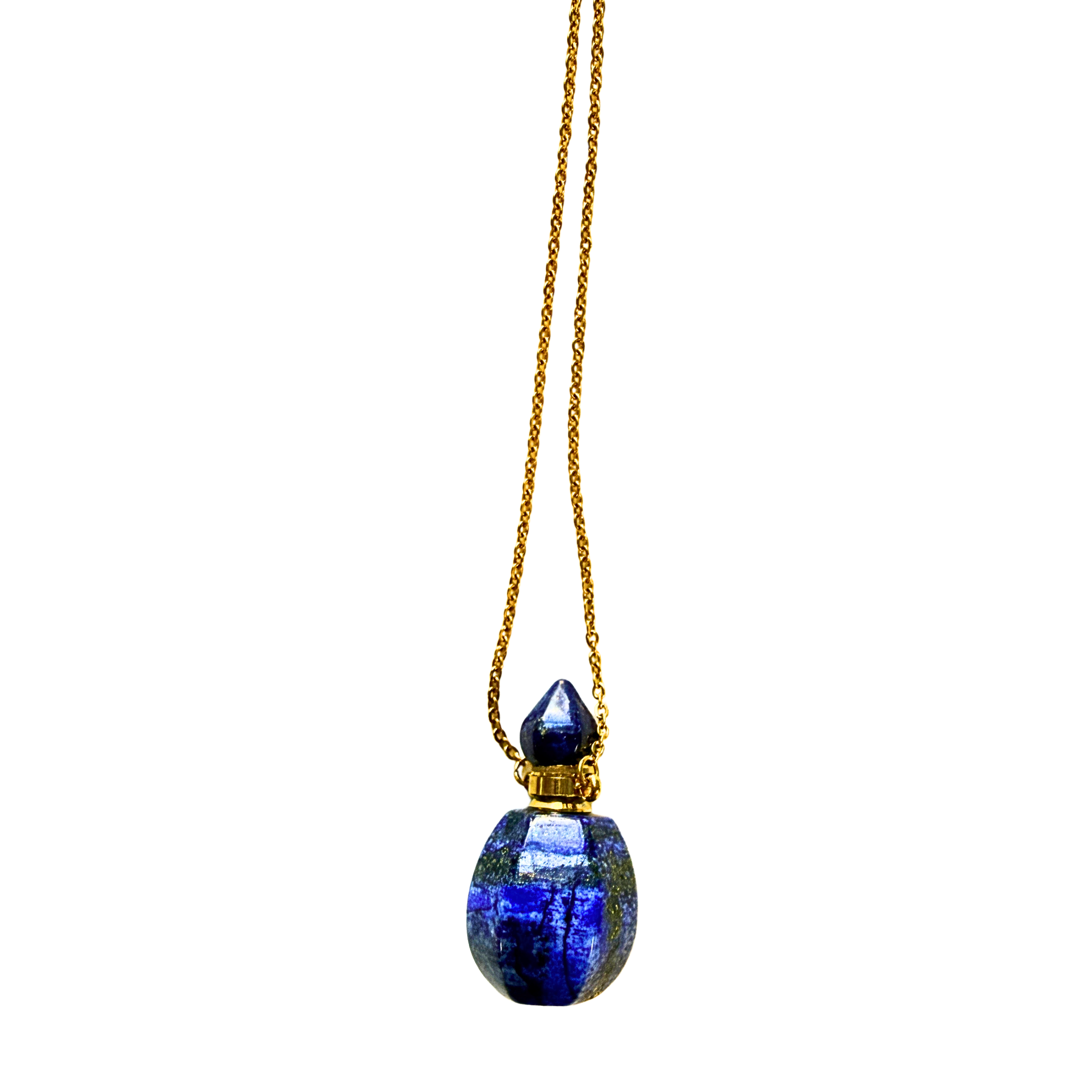 Lapis Lazuli Perfume Bottle Pendant Necklace