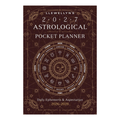 Llewellyn's 2027 Astrological Pocket Planner cover, featuring a dark brown background with gold celestial diagrams, zodiac wheel, and white text.