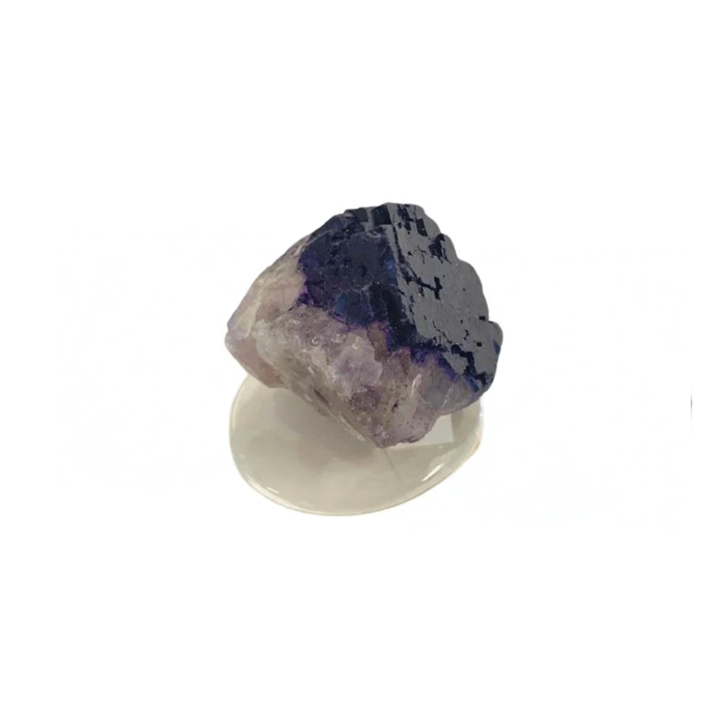 Medium Purple Fluorite Cluster on a clear stand