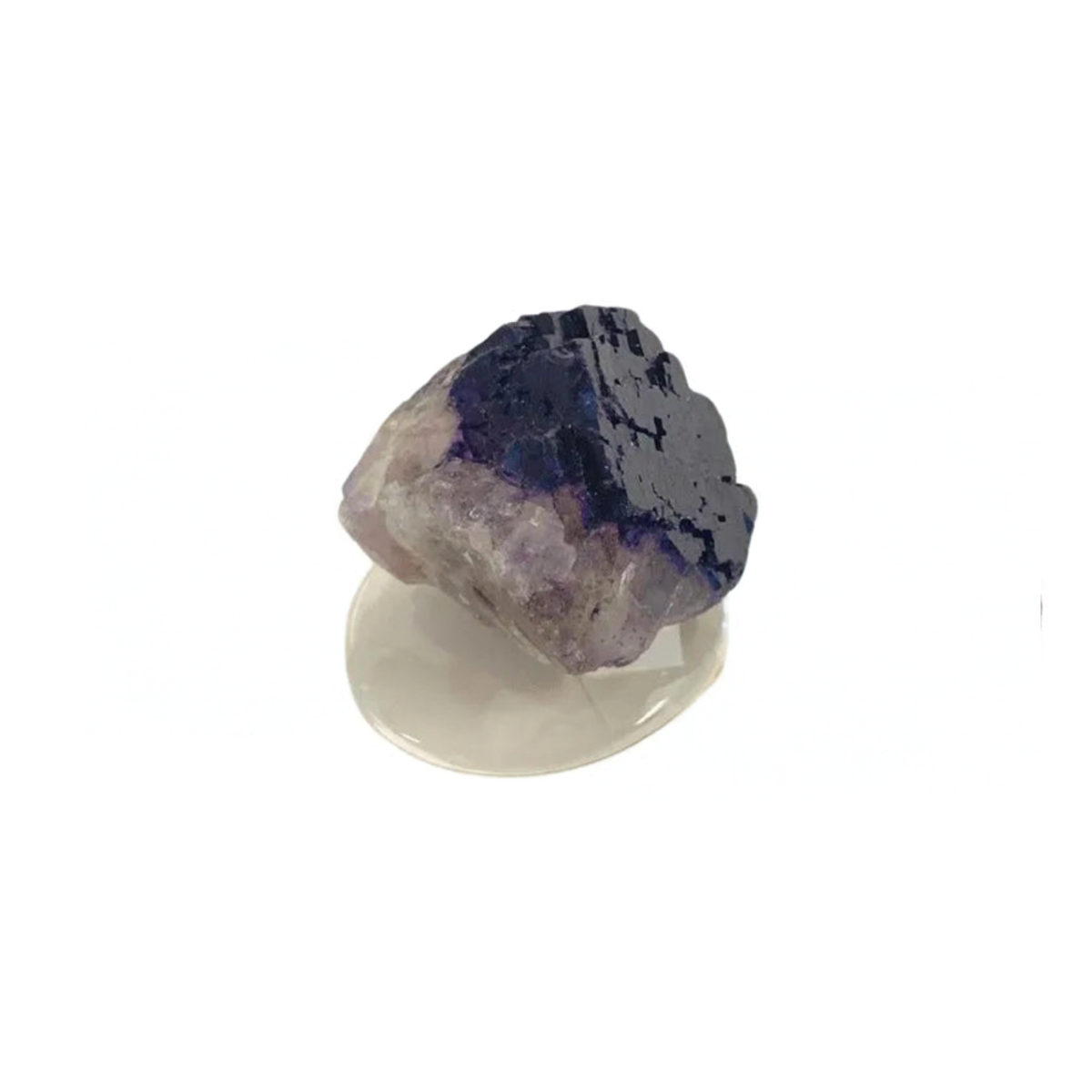 Medium Purple Fluorite Cluster on a clear stand