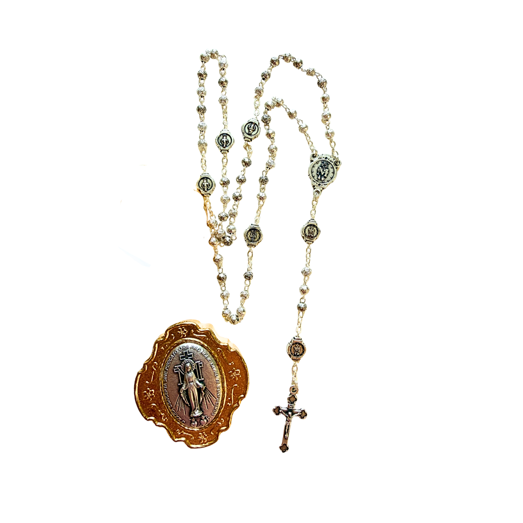 Miraculopus Medal Rosary with a case