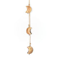 Moon Trio Wind Chime - Rustic bell Decorative hanging with gold moon phases on a white background