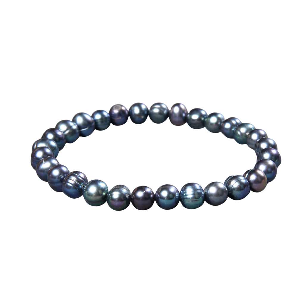 Peacock Freshwater Pearl Stretch Bracelet 6 - 7 mm