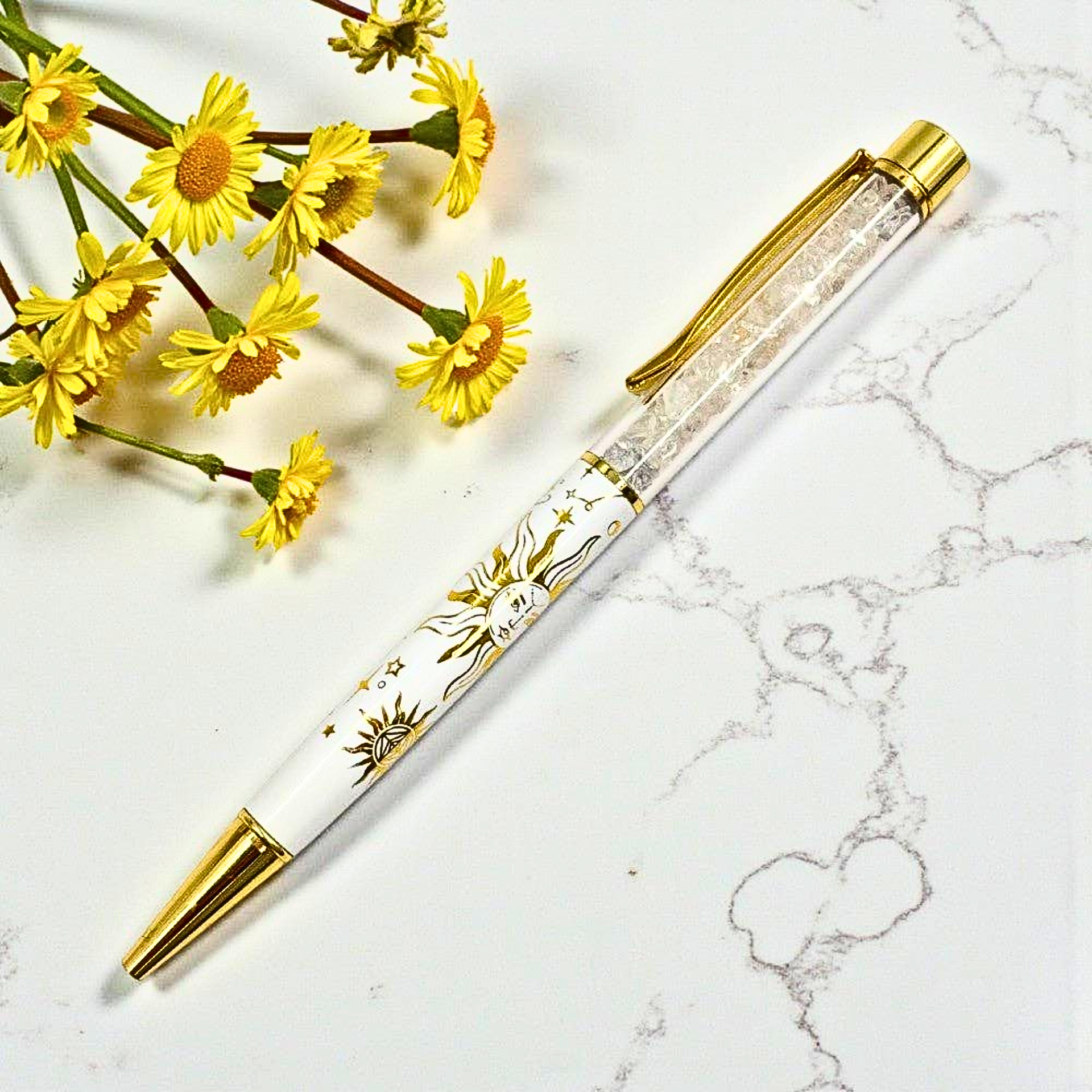 Pen Sun White Gold Clear Quartz Crystals