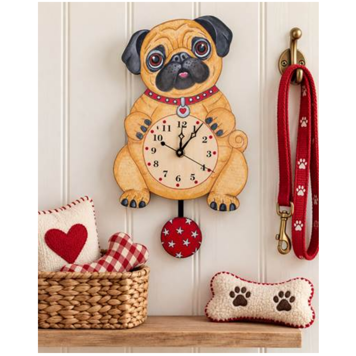 Pickles the Pug Clock with background