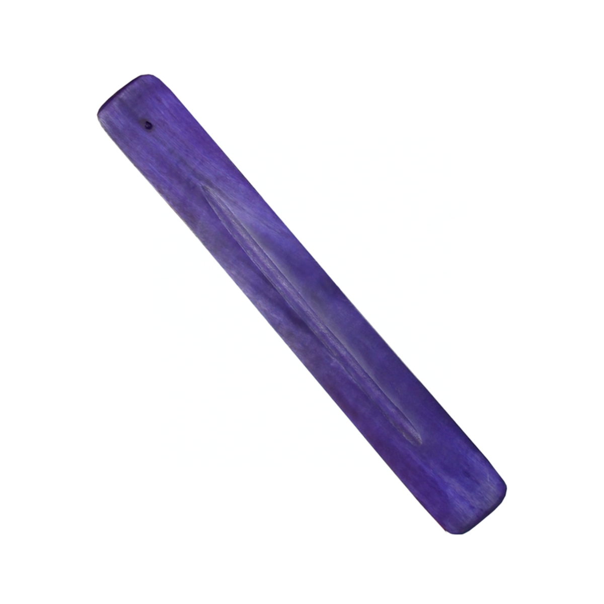 A single purple wooden incense or bar with a small hole near one end, shown diagonally on a plain white background.