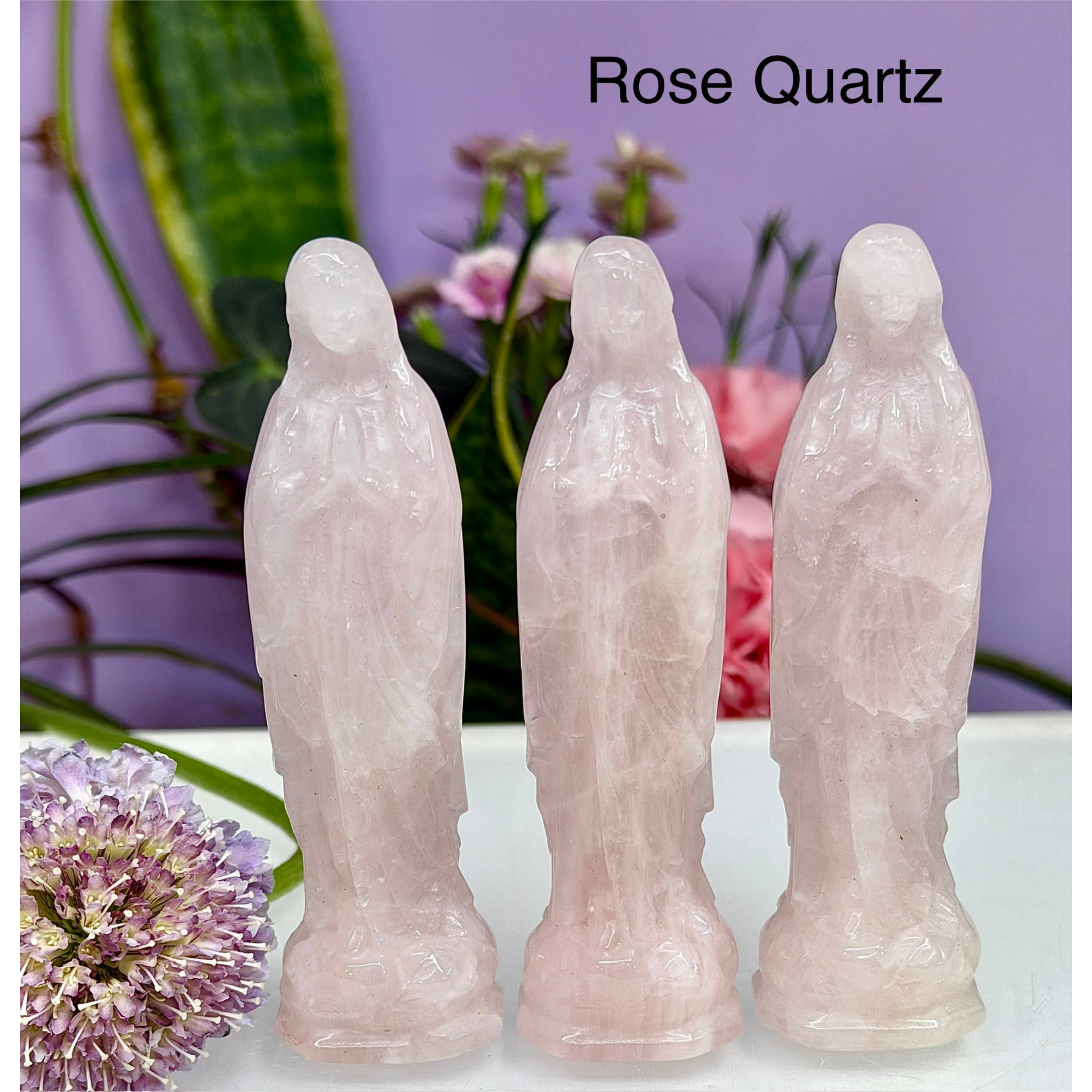 Rose Quartz Mother Mary Statue