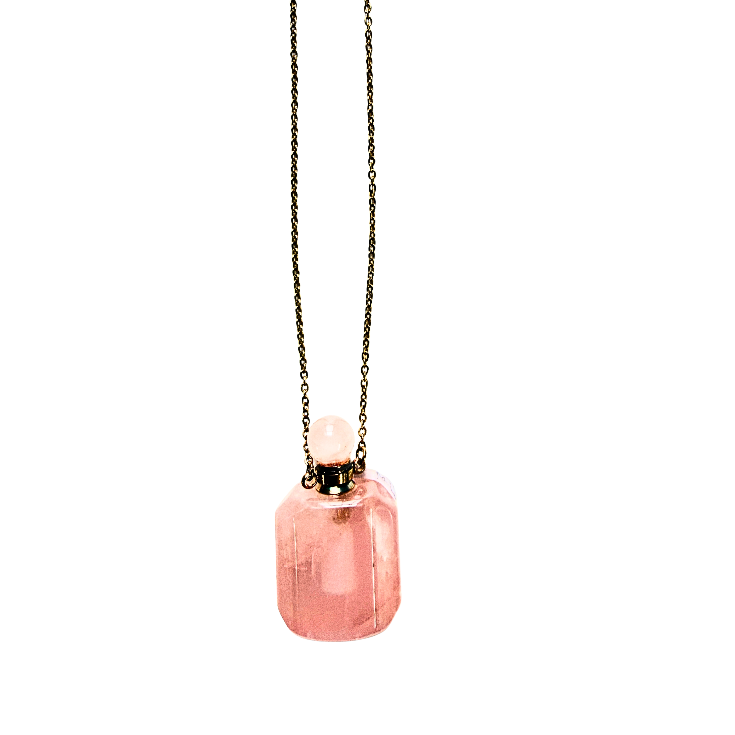 Rose Quartz Perfume Bottle Pendant Necklace