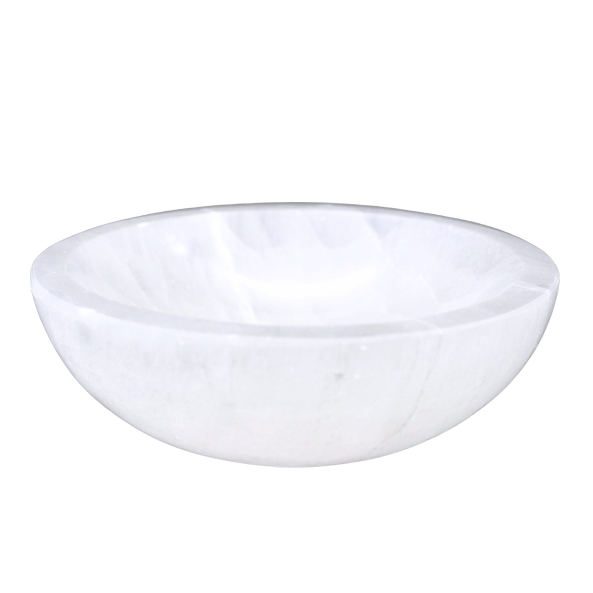 Selenite 6 inch bowl against a white background