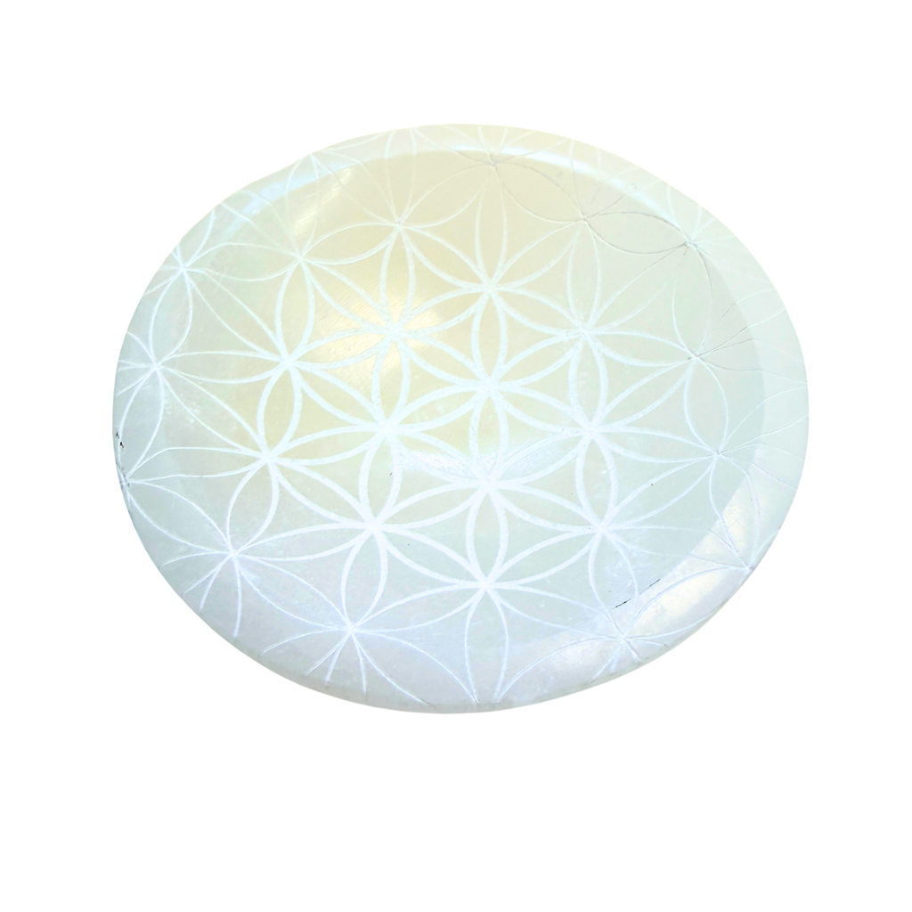 Selenite Bowl Engraved with the Flower of Life