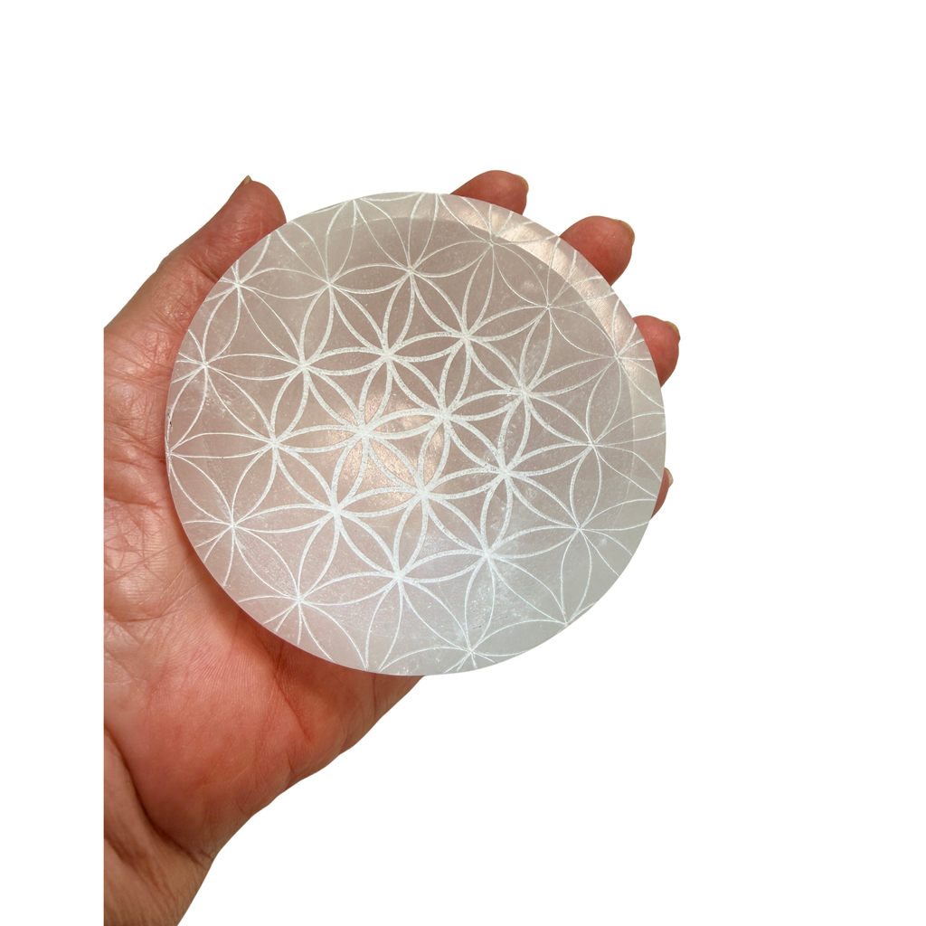Selenite Bowl Engraved with the Flower of Life 2
