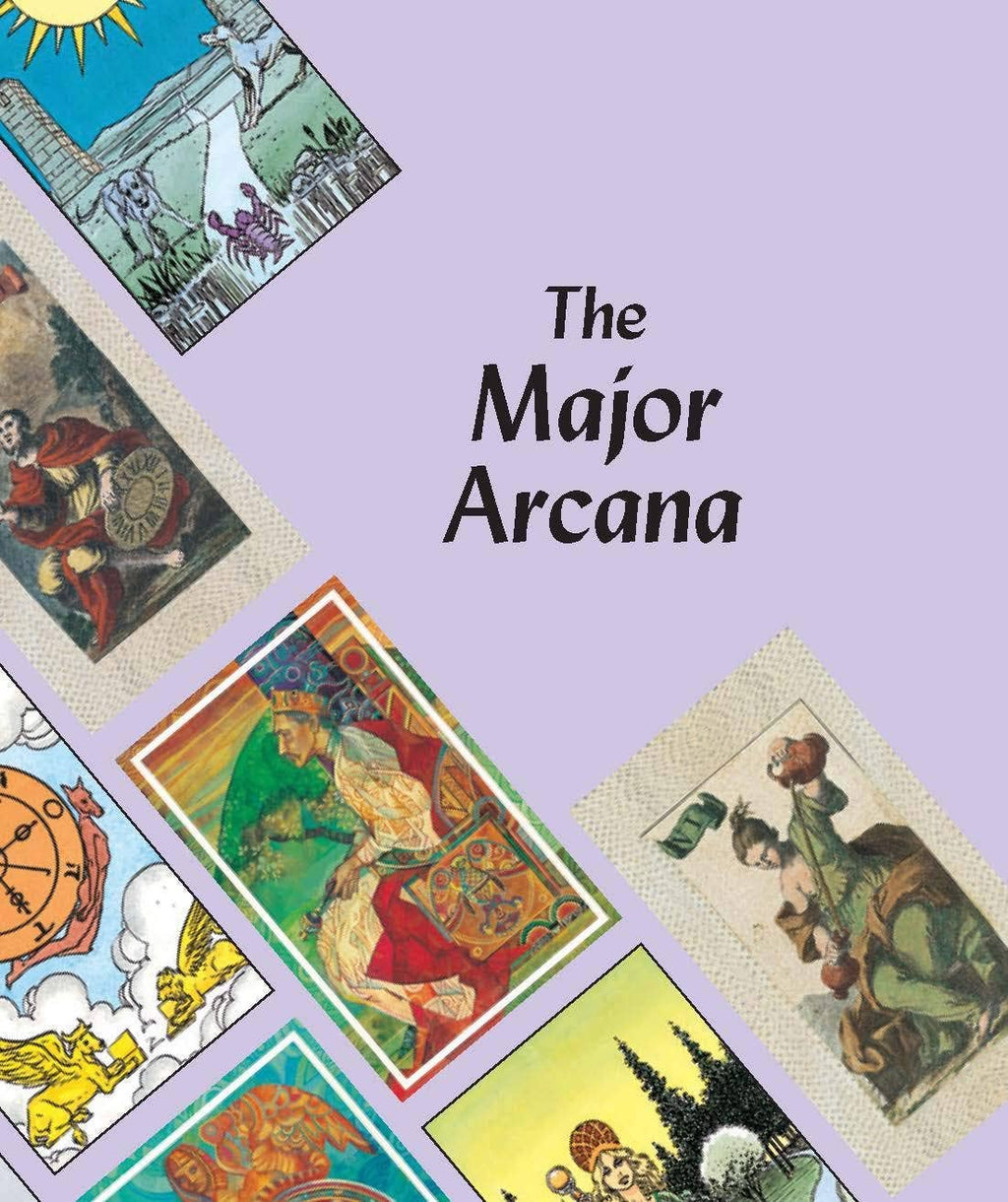 Cover of 'The Major Arcana' with tarot cards on a purple background