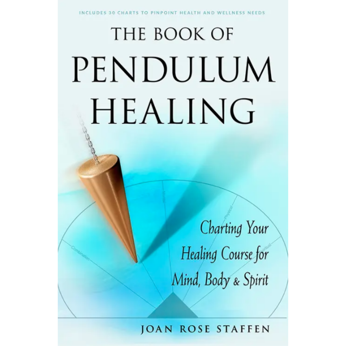 Book cover of 'The Book of Pendulum Healing' with a pendulum on a blue gradient background.