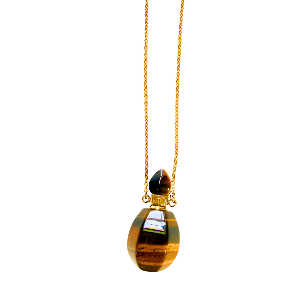 Tiger's Eye  Perfume Bottle Pendant Necklace