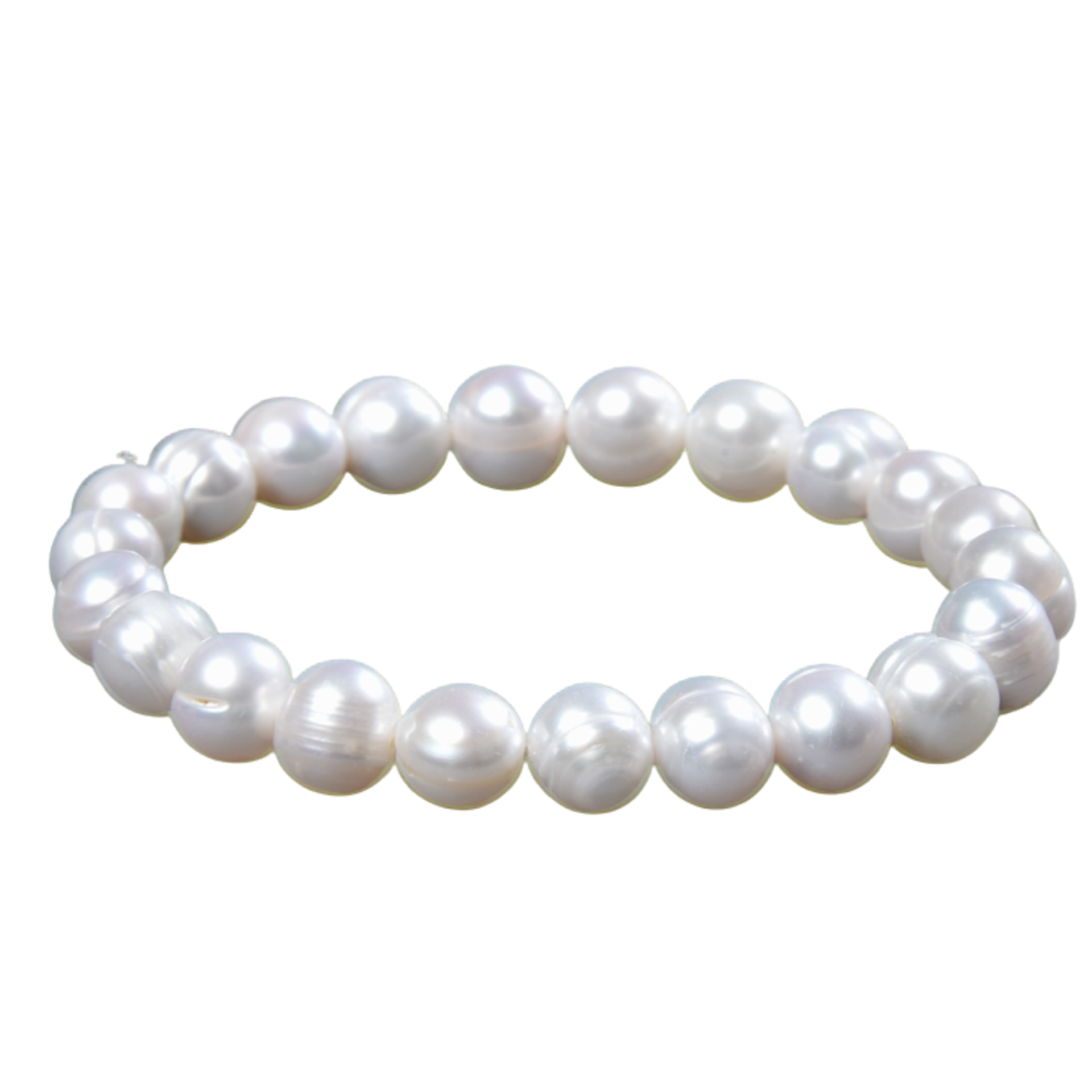 White Freshwater Pearl Bracelet 9-10 mm on a White Background