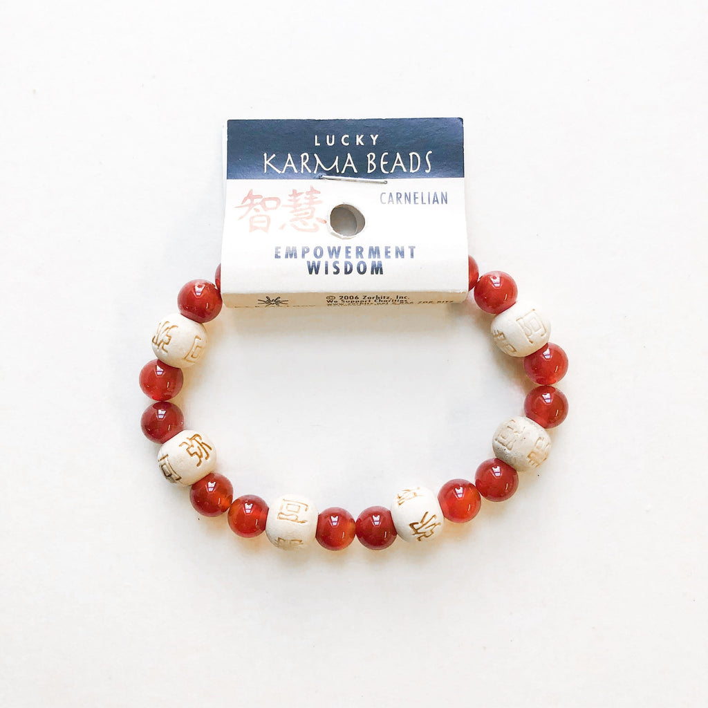 Carnelian Bracelet with Wood Beads image 0