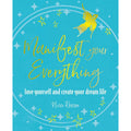 Book cover with 'Manifest your Everything' text on a blue background with stars and a fairy.