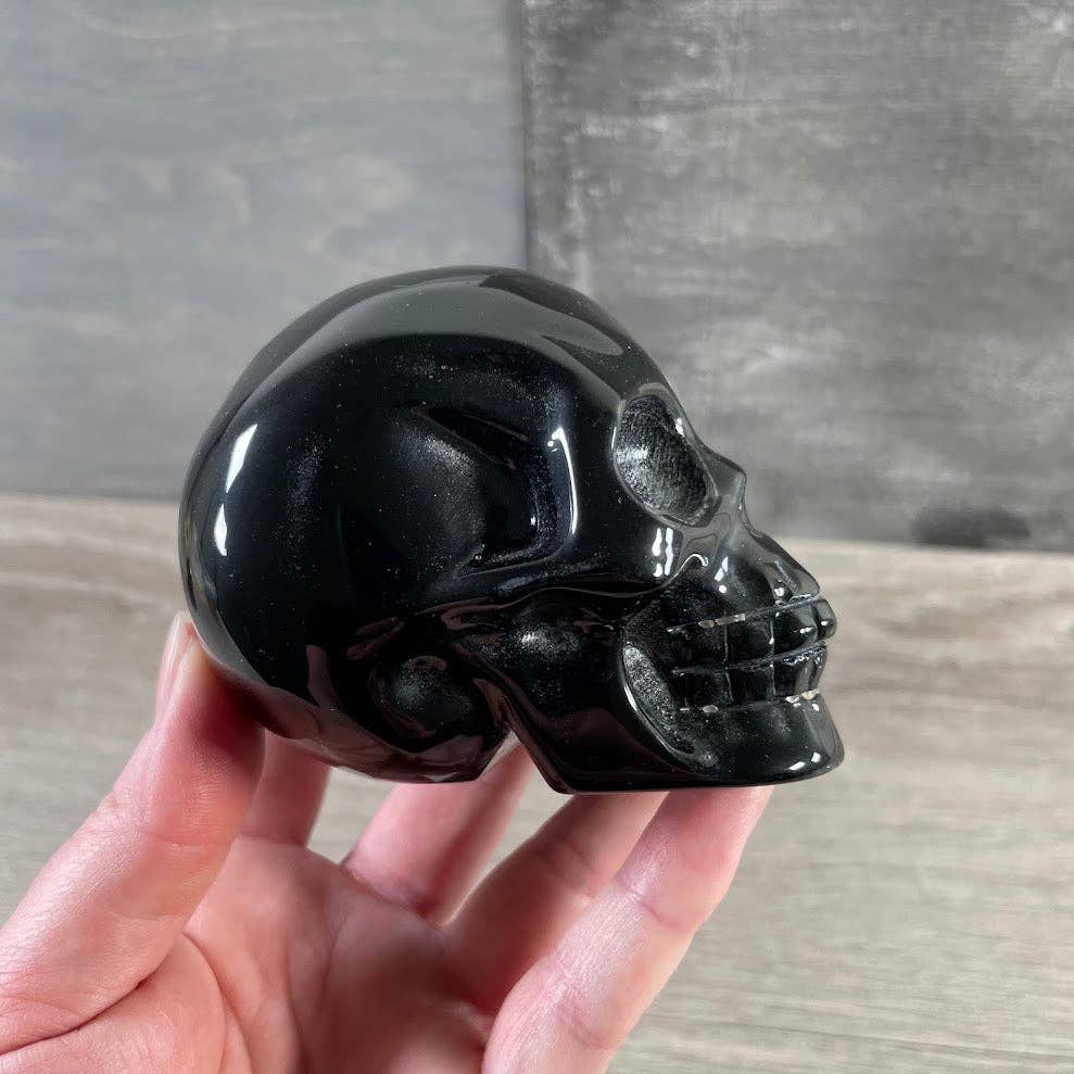 Large Black Obsidian Crystal Skull