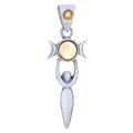 Triple Moon Goddess Pendant with Citrine