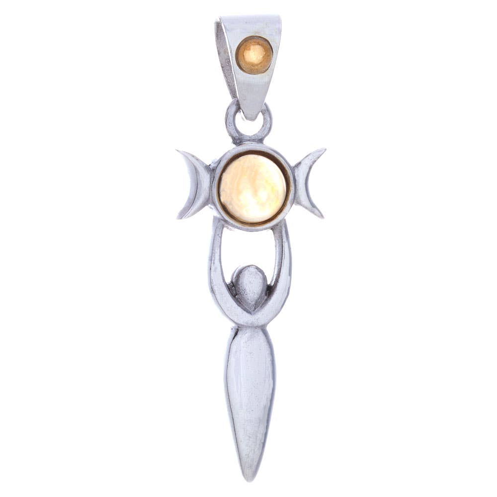 Triple Moon Goddess Pendant with Citrine