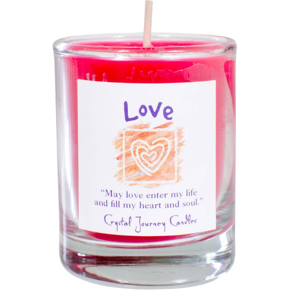 Love Crystal Journey Glass Filled Votive Soy Candle
