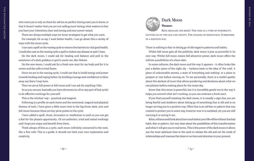 Text document with 'Dark Moon' theme description on a white background