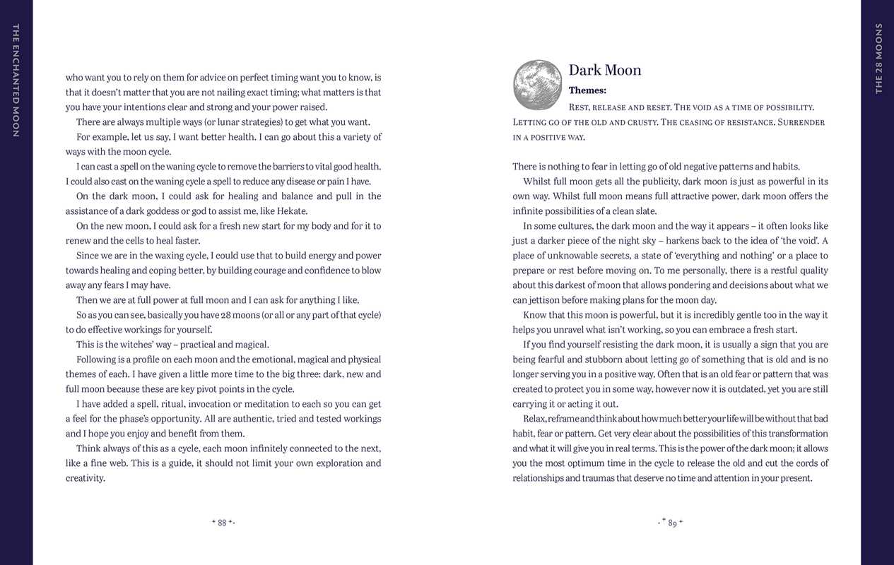 Text document with 'Dark Moon' theme description on a white background