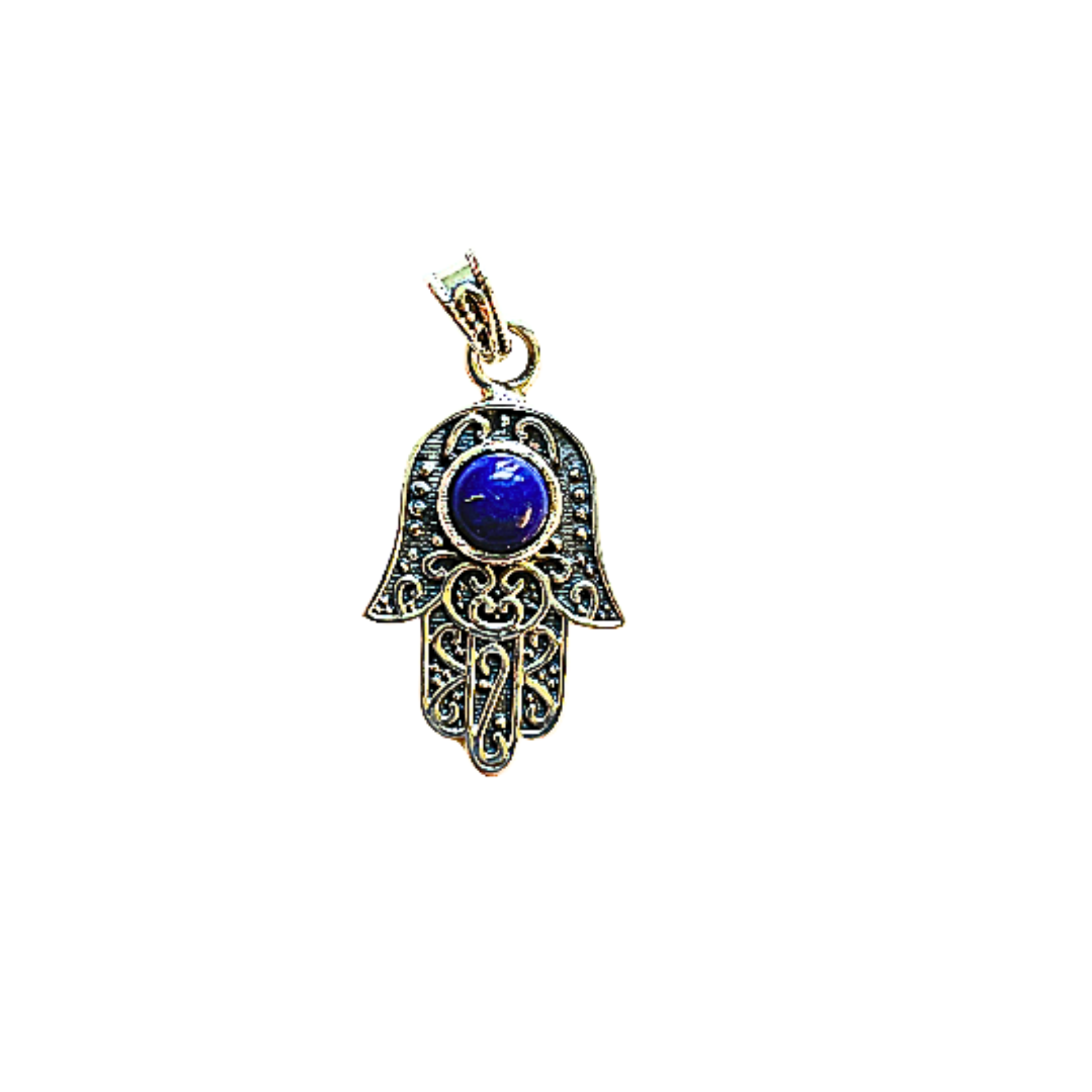 Hamsa Hand Pendant with Lapis Lazuli image 0