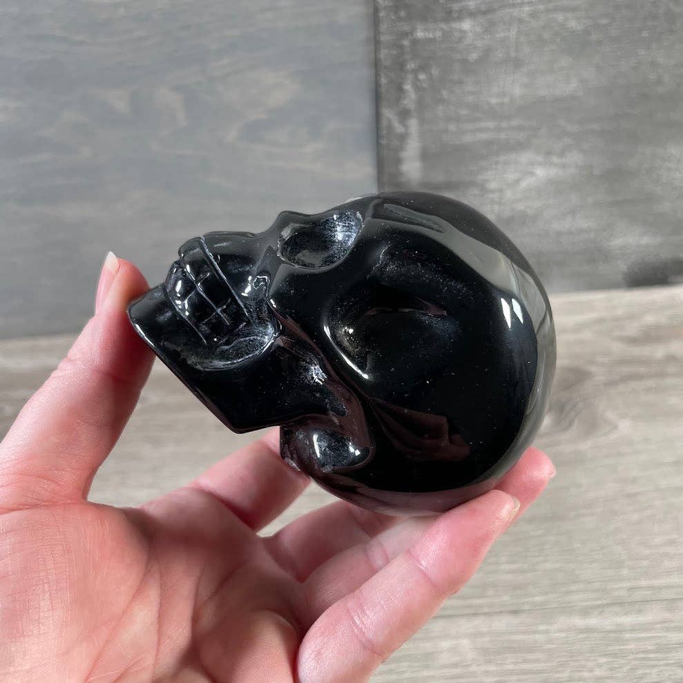 Large Black Obsidian Crystal Skull