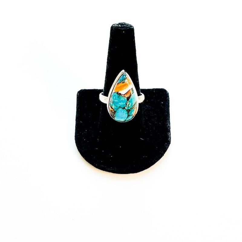 Turquoise & Spiny Oyster Ring - Size 12 image 0
