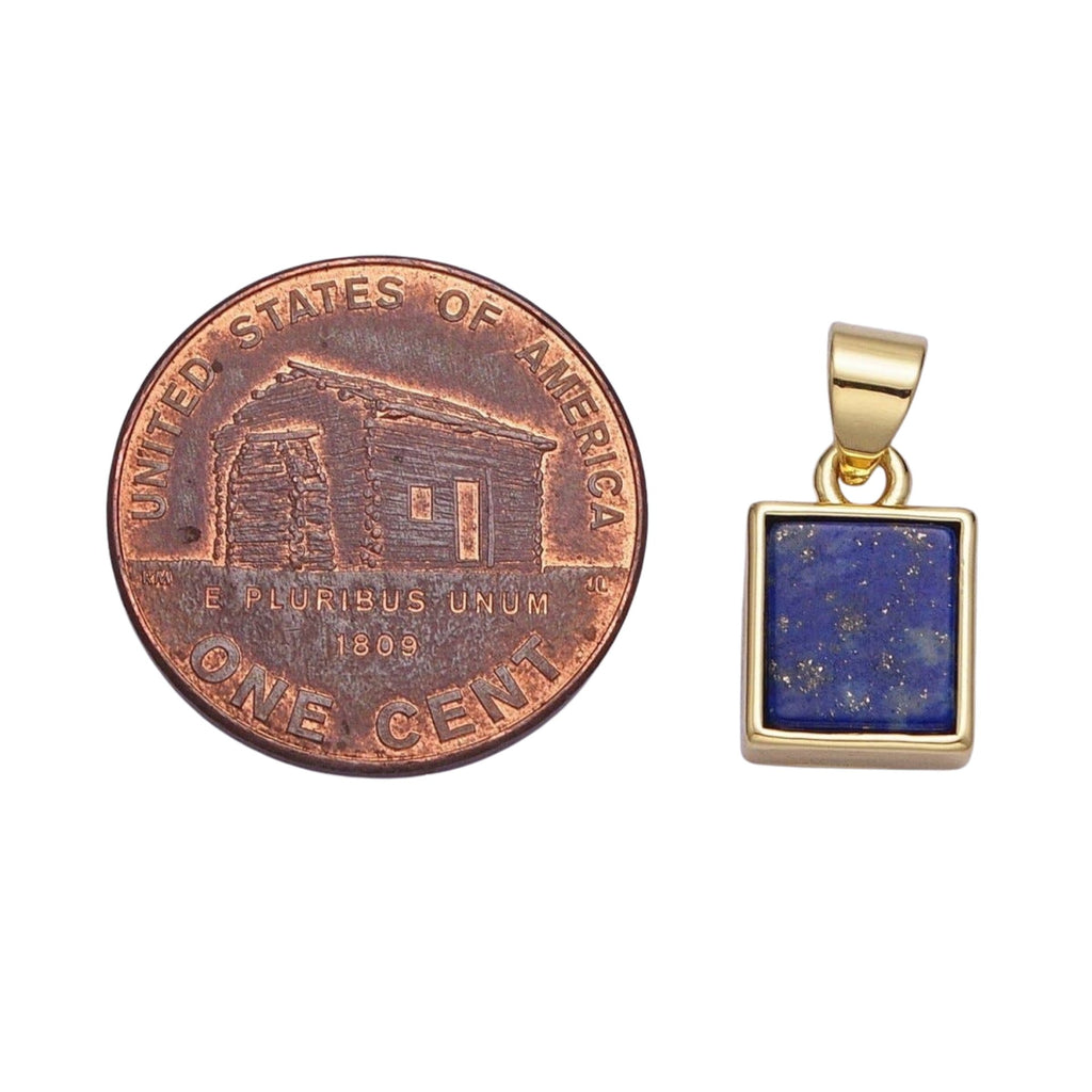 Lapis Lazuli Natural Rectangular Pendant 24kt Gold-filled