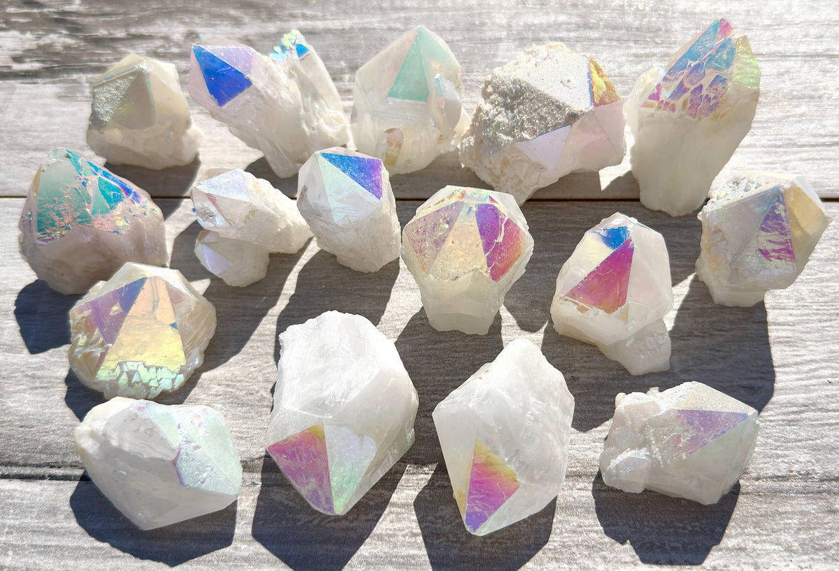 Angel Aura Rough Candle Quartz Crystal Point