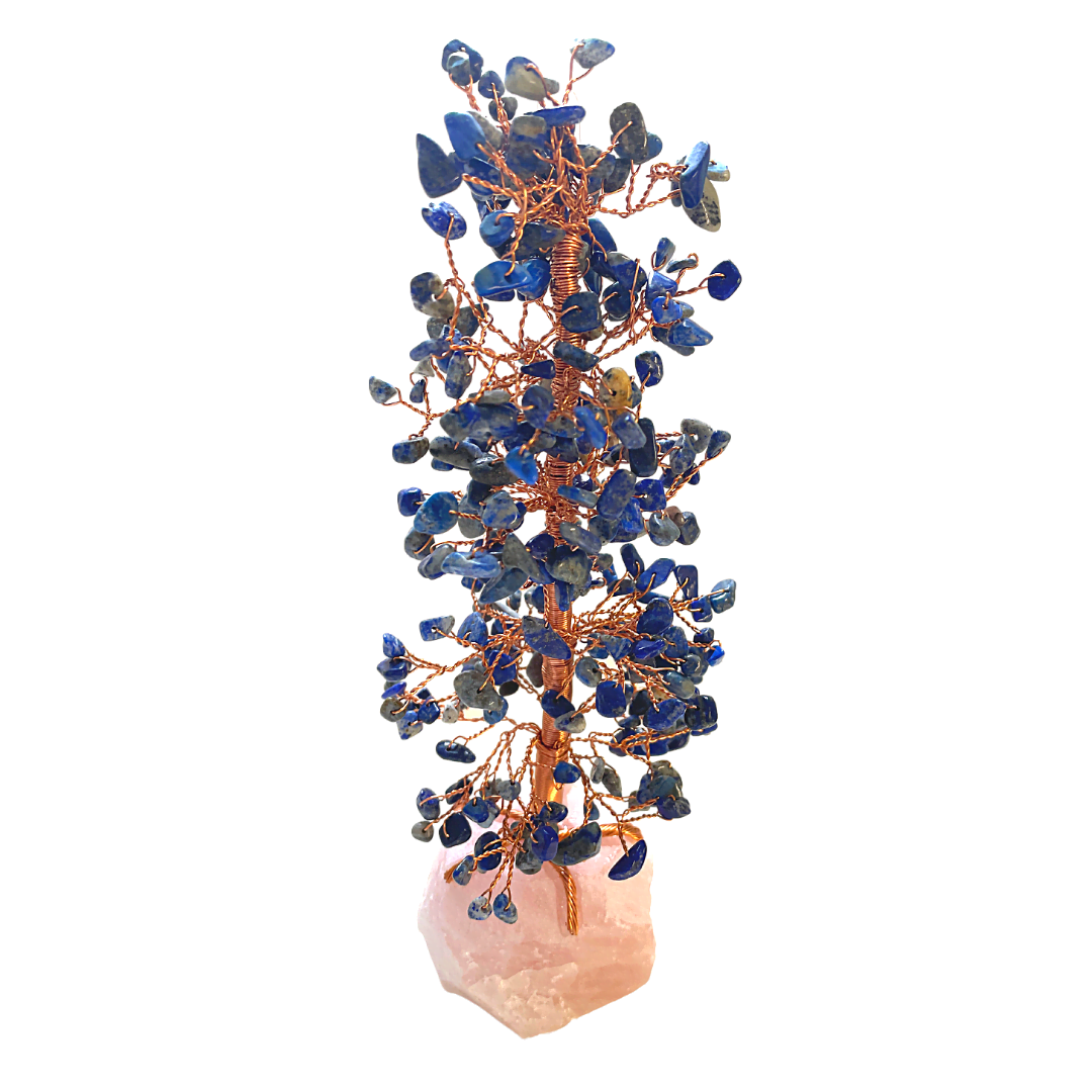 Lapis Lazuli Bonsai Tree on Rose Quartz Chunk Large image 0