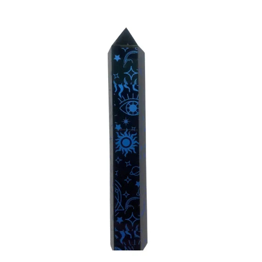Celestial Blue Printed Black Obsidian Point image 2
