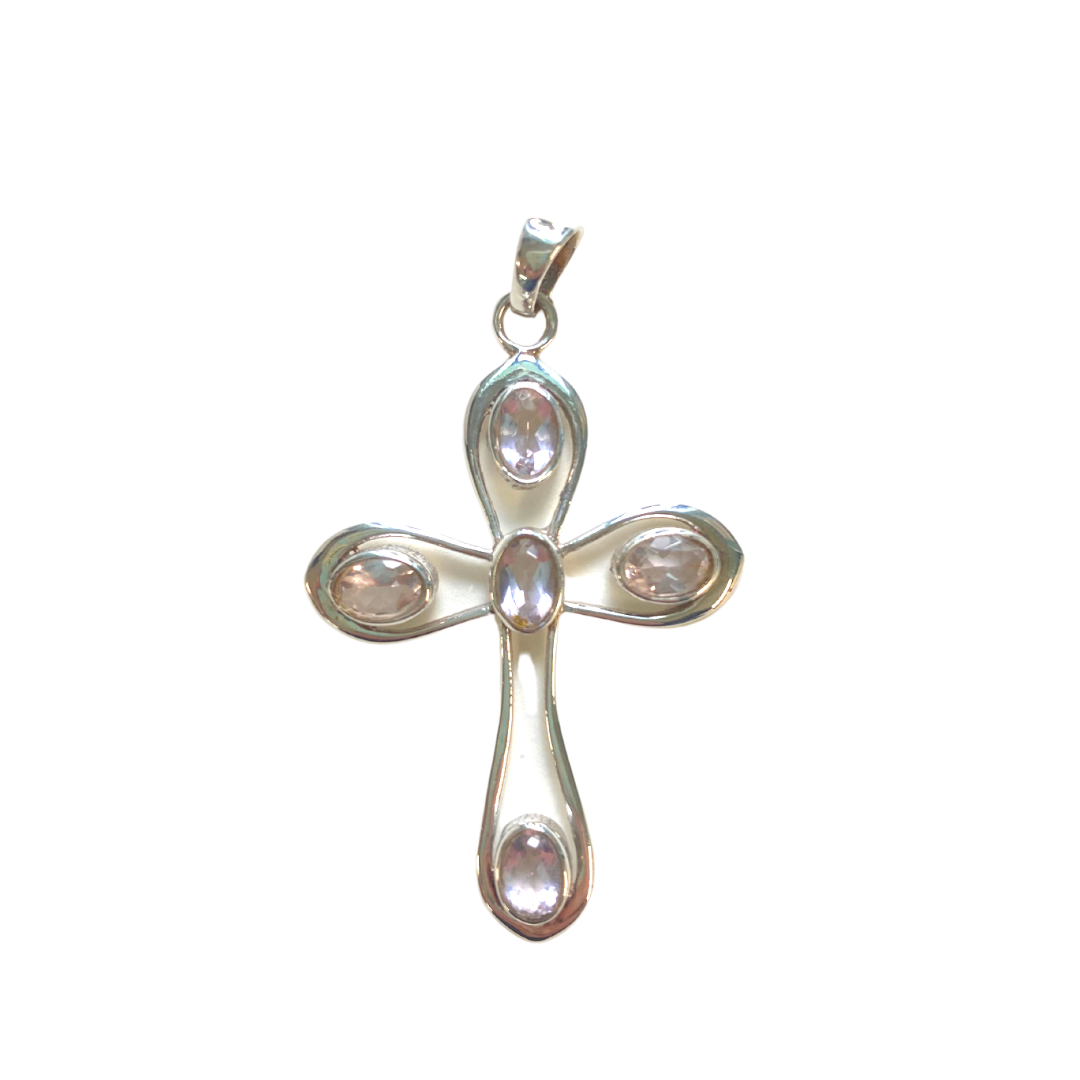 Rose Quartz Cross Pendant image 0