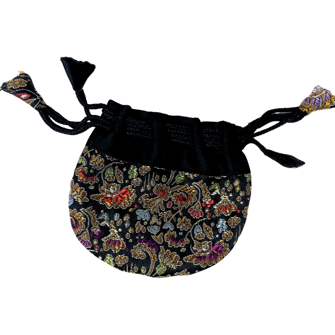 Black Brocade Drawstring Bag image 0