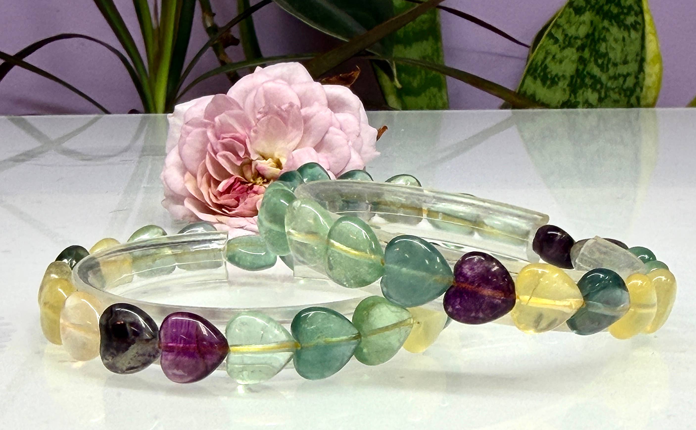 Fluorite Heart Bracelet 8mm